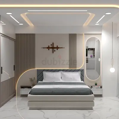 Modern Queen Size Bed Frame with Padded Headboard