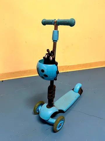 Blue 3-Wheel Kick Scooter with Ladybug Basket