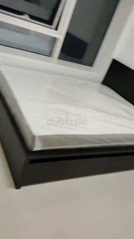 Ikea Malm Queen size bed frame with mattress - dark wood, good condition