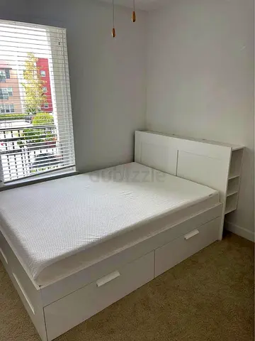 Ikea Queen Brimines bed frame with Ikea Queen mattress