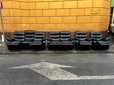 Black Leather Recliner Sofa Set