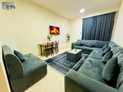 Two bedrooms and a living room with a balcony, fully furnished, including bills and internet, on Al