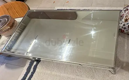 Glass-top Coffee Table with Mirrored Frame