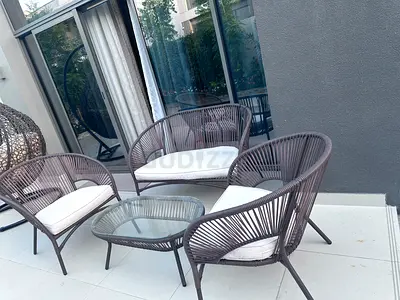 Outdoor rattan patio seating set - 4-piece with cushions
