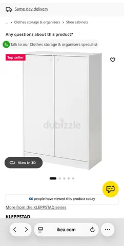 IKEA KLEPPSTAD white shoe cabinet / storage cupboard - 2 doors with free KNOXHULT hi cabinet
