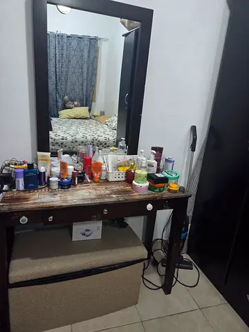 Wooden dressing table with mirror