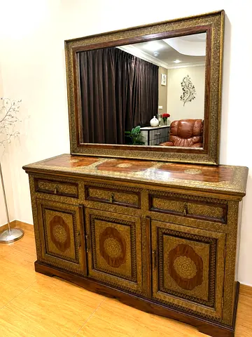 Marina Home Solid Wood Antique Sideboard/Dresser With Wall Mirror