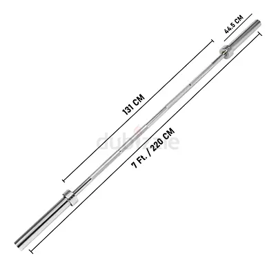 7ft Olympic Barbell Bar - Chrome Straight Bar for Weightlifting 100 kg plates