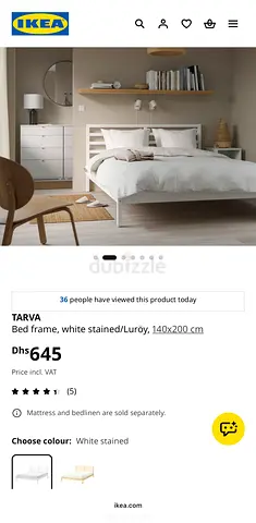 IKEA TARVA Bed, 140x200 cm including VALEVÅG Pocket sprung mattress and KNAPSTAD memory foam topper