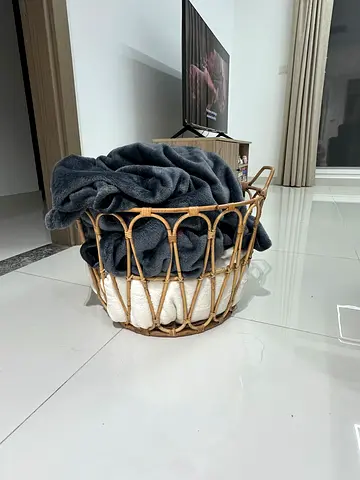 Wicker rattan storage/laundry basket — good condition
