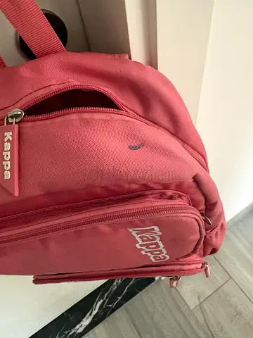 Pink Kappa Backpack with Multiple Compartments and pencil case