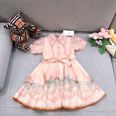 Cute pink baby girl dress with bow - like new