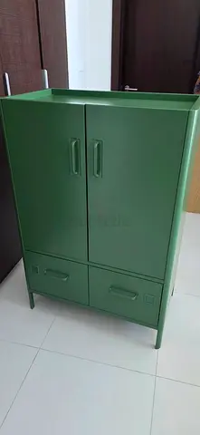 Green Metal Storage Cabinet / Small Wardrobe - Excellent Condition