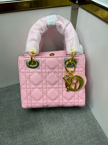 Dior Pink Quilted Handbag with Gold Charm