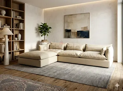 Marina Homes dark beige color lshape feather 🪶 filled sofa