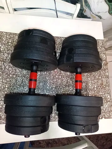 Adjustable Dumbbell Pair with Weight Plates (Set of 2) - Good Condition