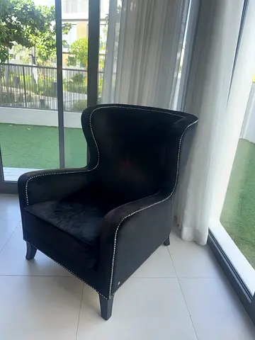 Black Velvet Accent Armchair with Nailhead Trim