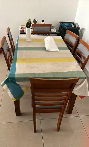 Wooden Dining Table with 6 Chairs