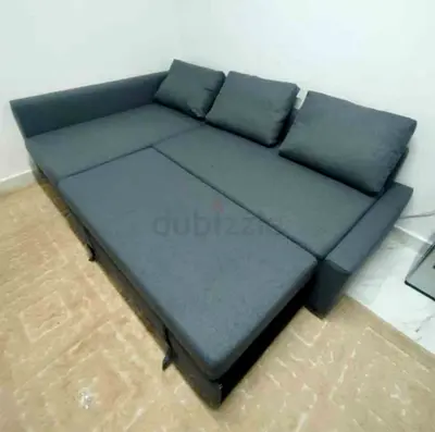 IKEA L Shape Sofa cum bed with big storage and you can fix the storage left or right anyside you wan