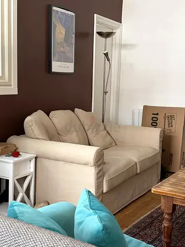 Comfortable Beige 2 Seater Fabric Sofa