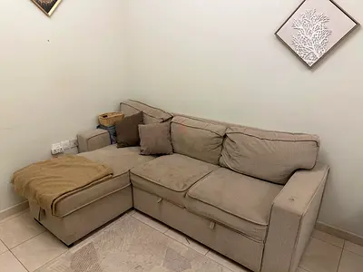Beige L-Shaped Sectional Sofa