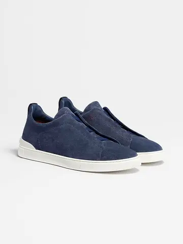 Navy Suede Slip-On Sneakers - Mens Size 40 to 46 available