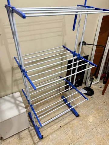 Foldable Multi-Tier Clothes Drying Rack - Blue/White