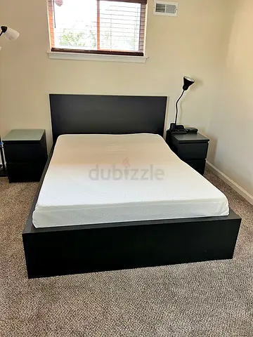 IKEA Black MALM Queen Storage Bed with IKEA Mattress 160 x 200 cm