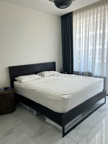 Dark Wood Queen Bed Frame with Headboard - Modern Minimalist