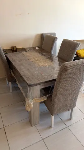 Homebox Angelic Wooden Dining Table with 6 Upholstered Chairs - Light Grey Set