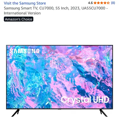 Samsung TV 55” Crystal HD for sale