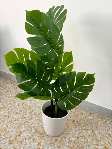Monstera Deliciosa in white pot - Artificial indoor plant