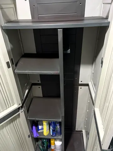 First come first serve - White Plastic Storage Cabinet - Tall 2-Door