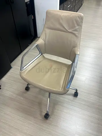 Wilkhahn Leather Office Meeting Chair, German Made, Genuine Leather with Swivel Base