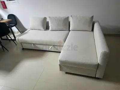 Modern Beige Frihiten L Shape Sofa Bed