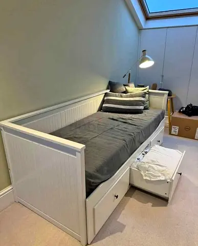 IKEA Hamnes Day bed with 3 storage drawers underneath and with 2 IKEA mattresses