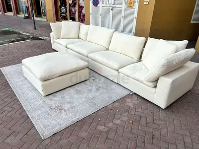 Modular feather 🪶 filled sofa with footstool