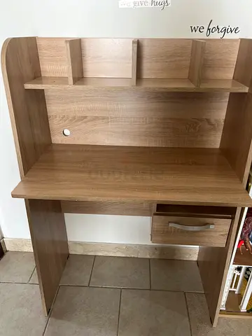Wood Effect Study Desk with Shelves and Drawer - Good Condition