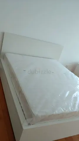 Ikea Malm White double bed frame with mattress - good condition