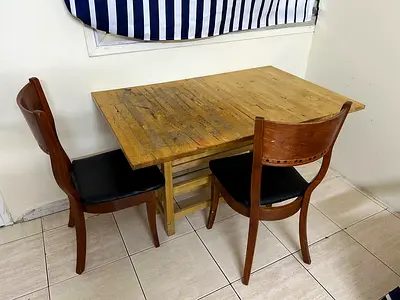 Solid Wood Dining Table with 2 Chairs - Rustic Finish