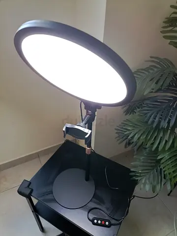 Adjustable LED Ring Light with Stand and Clip - Good Condition