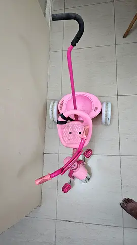 Used Pink 3-Wheel Push Cycle Trike with Parent Handle
