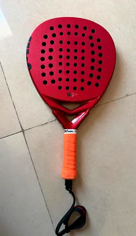 Red Padel Racket with Wrist Strap — Good Condition