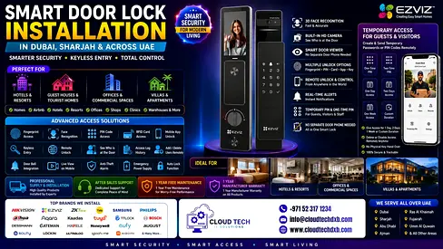 EZVIZ Smart Fingerprint  Face Recognition Door Lock with Installation Dubai