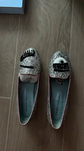 Pair of glittery Chiara Ferragni flats, size unknown - gently used
