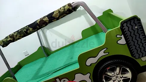 Kids Jeep Ride-On Bed / Toddler Daybed in Green Camouflage