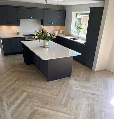 Dark Grey Shaker Kitchen Cabinets with Island - Full Kitchen Set