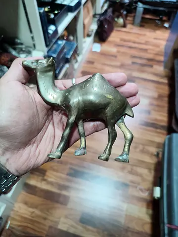 Brass Camel Figurine - Small Handheld Decor - 10cm tall