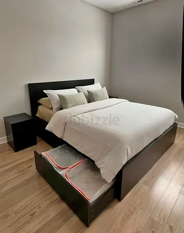 Ikea Queen Black Malm bed frame with Ikea Queen mattress
