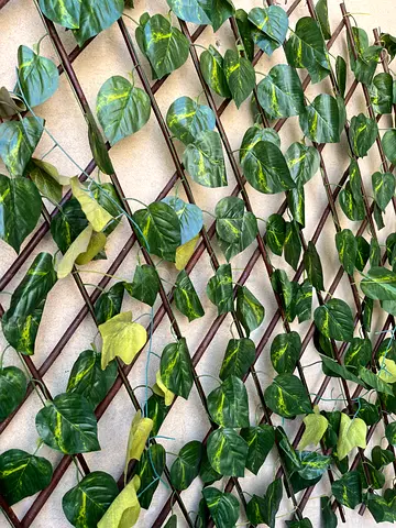 Bamboo Wooden Fence With Artificial Plants Green Ivy Leaves Expandable Wicker For Home Garden Wall D